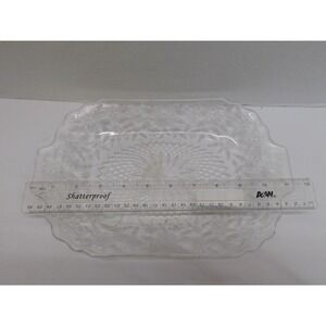 Vintage Indiana Glass PINEAPPLE AND FLORAL Glass Serving Platter Plate Dish 11x7